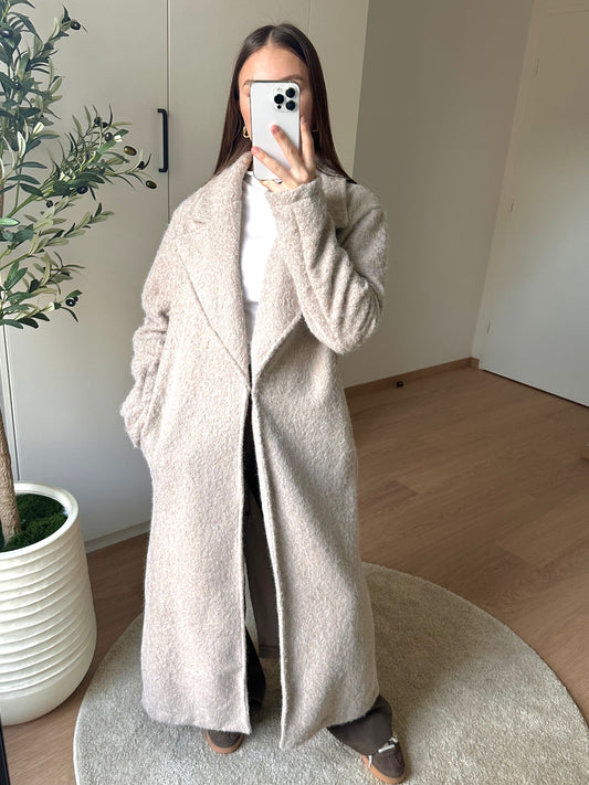 Manteau long texturé I Ecru