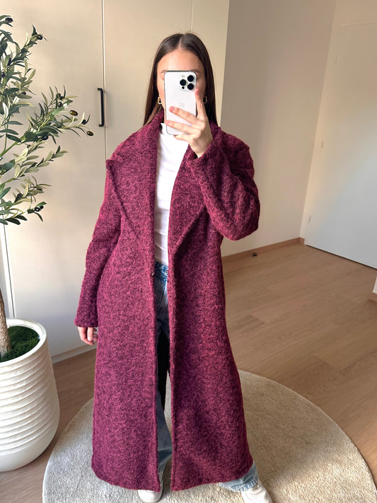 Manteau long texturé I Bordeaux