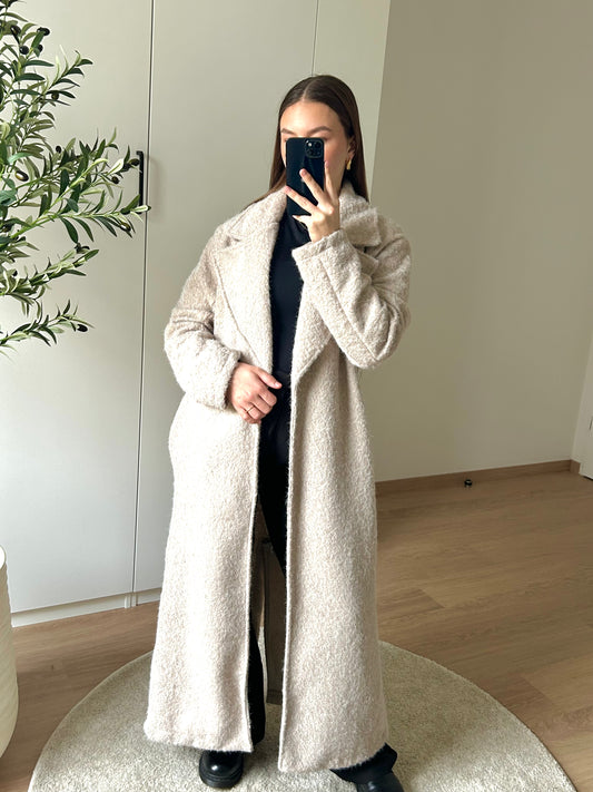 Manteau long texturé I Ecru